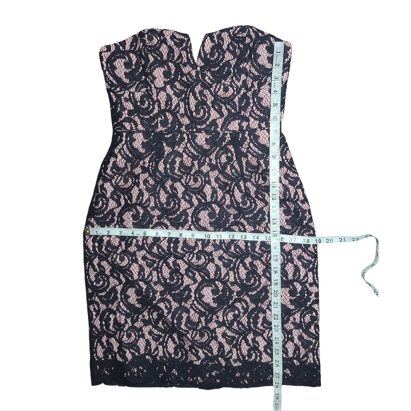J. Crew Collection Blush And Black Sweetheart Lace Cocktail Dress Size 4 - Picture 6 of 7